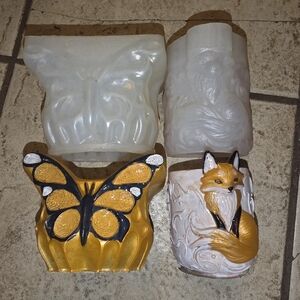 Lot Of 2 Planter Molds For Epoxy Resin Butterfly & Fox For Casting